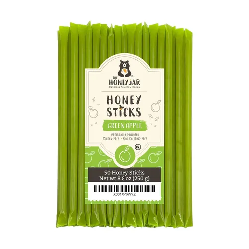 Vista 39 de The Honey Jar Palitos de miel con sabor a mora, pajitas de miel pura para el té, café o un placer saludable, una cucharadita de miel saborizada por