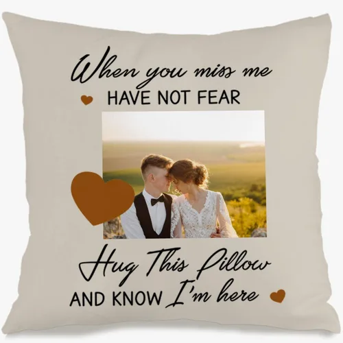 Vista 10 de One Photo Remembrance Pillow Case with Personalized Text Creating a comforting Home décor Piece That Also Brings Emotional Gift Significance