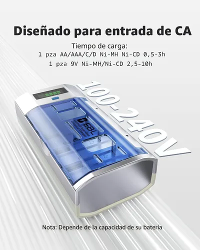 Vista 5 de EBL Cargador de batería inteligente universal con función de descarga – Cargador rápido de múltiples compartimentos para baterías C D AA AAA 9V