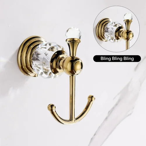 Vista 4 de WINCASE Toallero de cristal doble,Gancho de toalla dorado,Toallero de 24 pulgadas para baño montado en la pared