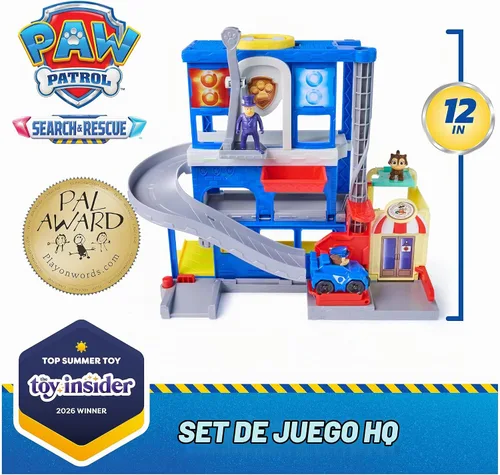 Vista 2 de Paw Patrol: Pup Squad, Search & Rescue HQ Playset con vehículo y 2 figuras