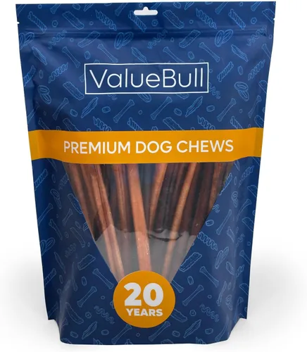 Vista 19 de ValueBull Bully Sticks para perros, medianos de 12 pulgadas, 100 unidades, totalmente naturales, alimentados con pasto, de un solo ingrediente