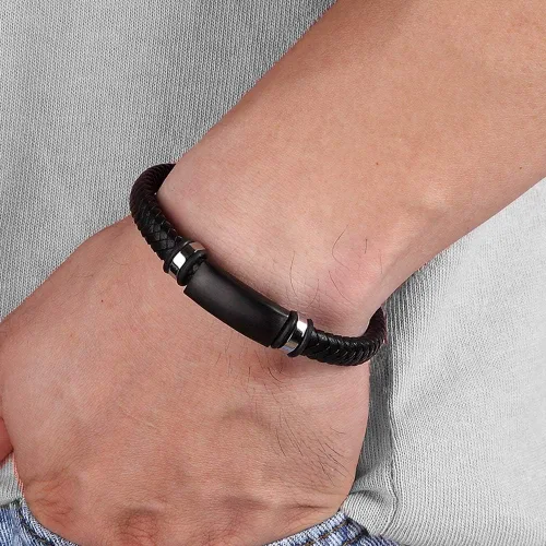 Vista 5 de TTNDstore 28972 - Pulseras de cuero para hombre pulseras tejidas para cumpleaños abalorios de cumpleaños joyería grabada