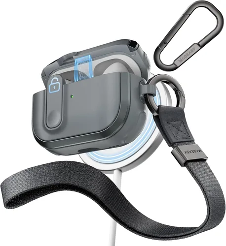 Vista 18 de MAGEASY Odyssey - Funda para AirPods Pro 2, funda resistente para AirPods Pro con bloqueo seguro, clip de mosquetón para protección a prueba