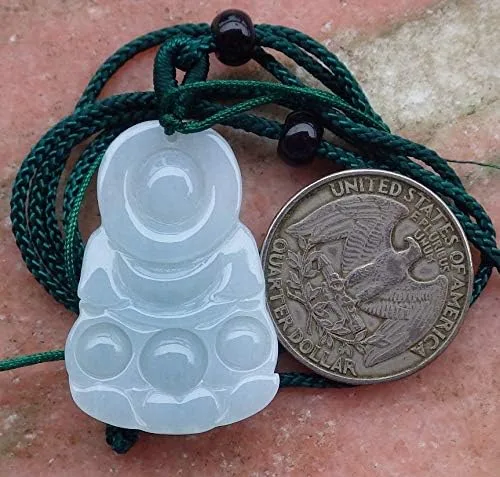 Vista 5 de gojade Certificado ICY Blanco 100% Natural A Jade Jadeita Colgante Guanyin Kwan Yin Lotus Flower Collar 464900 GS