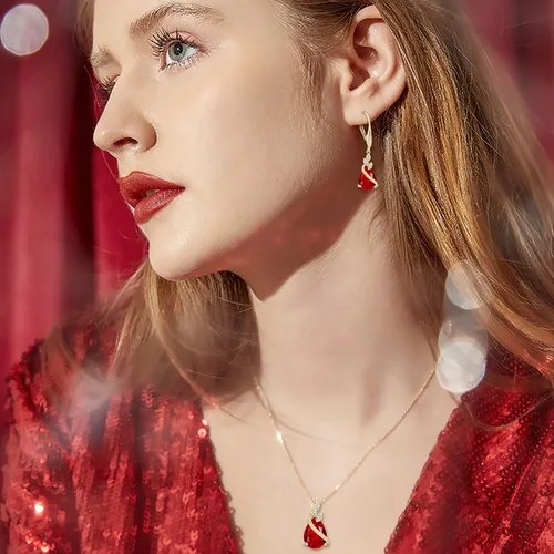 Vista 3 de BriLove Juego de joyas para novia, gota de agua con gas de circonita cúbica, collar con colgante de cristal, aretes de palanca y pulsera de tenis