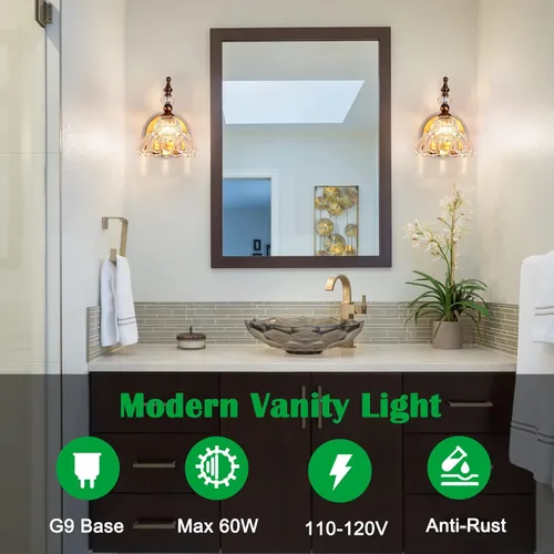 Vista 2 de HDDFL Lámpara de baño sobre espejo, accesorios de iluminación de tocador de latón mate, apliques de pared modernos para dormitorio, baño, pasillo