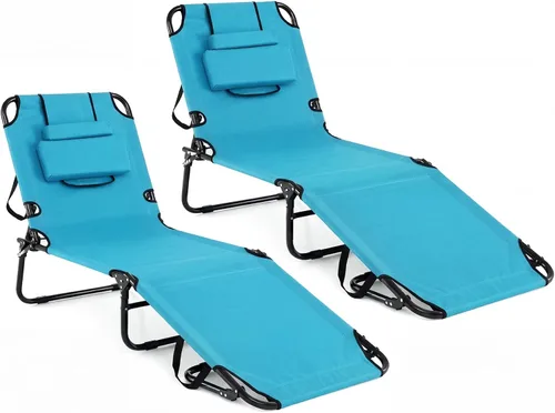 Vista 20 de Tangkula Sillón de playa, reclinable plegable para tomar el sol con agujero frontal, silla de bronceado boca abajo con respaldo ajustable de 4 Beige