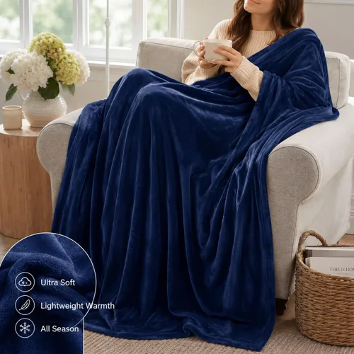 Vista 3 de Reafort - Manta cálida de franela ultra suave aterciopelada de forro polar para sala o dormitorio