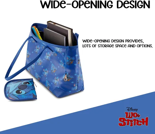 Vista 3 de Disney Lilo and Stitch - Bolso de mano para niñas, niños, adolescentes y adultos, de piel sintética de puntada, bolso de mano para cosplay con bolsa