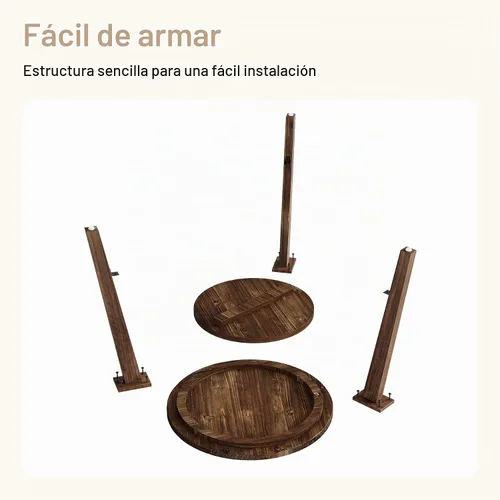 Vista 6 de Mesa de noche redonda de madera maciza, mesa auxiliar para sofá con estante de almacenamiento, mesita de noche de estilo granja para sala de estar