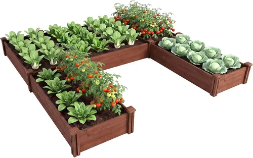Vista 15 de GIANTEX Cama de jardín elevada de madera, 40 x 40 pulgadas, maceta cuadrada de madera de abeto con base abierta para verduras, flores, hierbas
