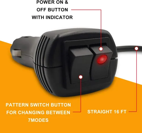 Vista 5 de Luz estroboscópica LED, luces intermitentes de seguridad de emergencia de 12 V-24 V con cable magnético y cable recto de 16.4 pies para vehículo