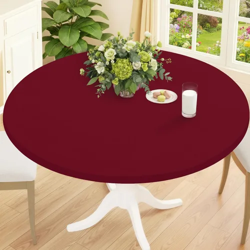 Vista 27 de Smiry Mantel Redondo de Spandex, Manteles Elásticos Ajustados Lavables para Mesas de 18"-24", Cubierta de Mesa de Pícnic Elástica Impermeable