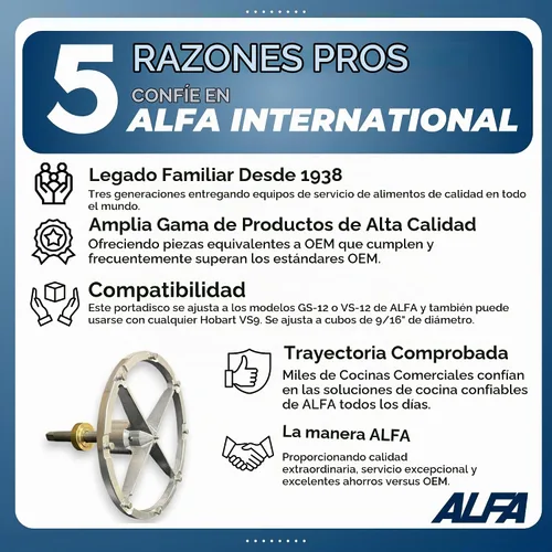 Vista 2 de ALFA VS-12DH Soporte de disco para trituradora ralladora GS-12 (solo para buje de 9/16 pulgadas)