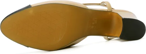 Vista 5 de nostalgiafashionny Eleutheria - Sandalias de piel de cordero auténtica para mujer, dos tonos, puntera cerrada, tacón grueso, correa al tobillo