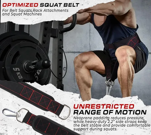 Vista 5 de Cinturón para sentadillas con barra, accesorio para rack y máquina de sentadillas, para levantamiento de pesas y powerlifting – Soporte