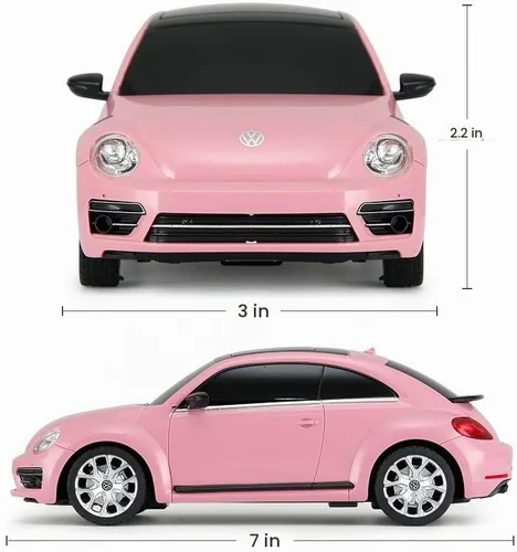 Vista 3 de RASTAR Beetle - Coche de control remoto, escala 1:24 Beetle RC coche de juguete para niños, escarabajo rosa