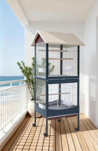 Vista 9 de Garvee Jaula para pájaros, jaula para pájaros extra grande de 66 pulgadas de alto, con bandeja extraíble, techo impermeable, fácil de limpiar