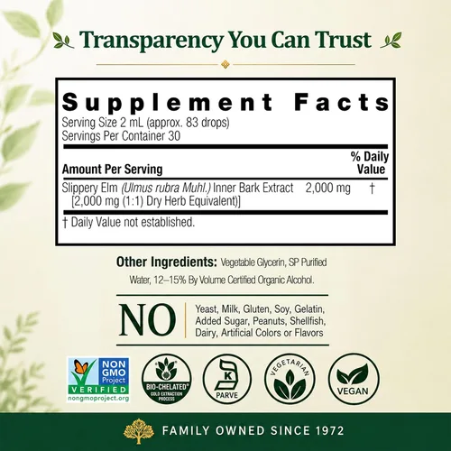 Vista 4 de Nature's Answer Extracto de olmo resbaladizo, 2000 mg, 2 fl oz (60 ml)