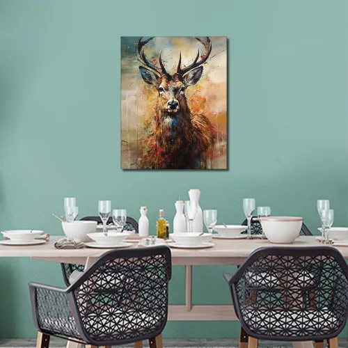 Vista 2 de TUMOVO Pintura por números para adultos, kits de pintura de ciervos para adultos por números sobre lienzo, animales del bosque, kits de pintura por