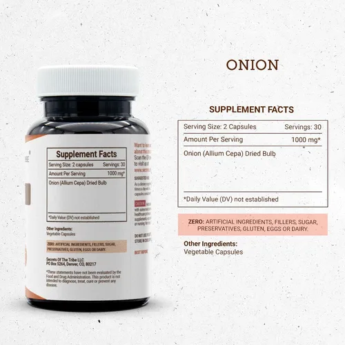 Vista 3 de Cebolla 60 Cápsulas, 1000 mg, Cebolla (Allium Cepa) Bulbo Seco (60 Cápsulas)