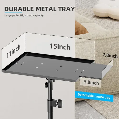 Vista 7 de Soporte para proyector con ruedas, trípode para laptop de 29 a 69 pulgadas con bandeja para mouse, soportes de DJ de altura ajustable con soporte