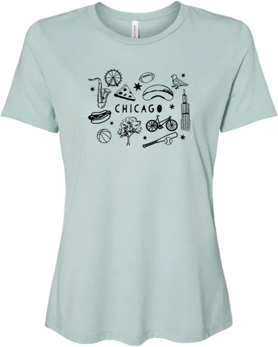 Vista 14 de Cute Women's Screen Printed Crew Neck Tee, Shirts With Sayings, Dusty Blue or Olive