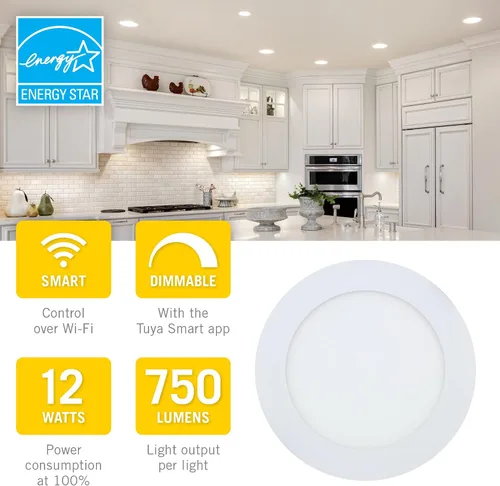 Vista 4 de Armacost Lighting Luces LED empotradas inteligentes Canless RGB+WW para nueva construcción, paquete de 4