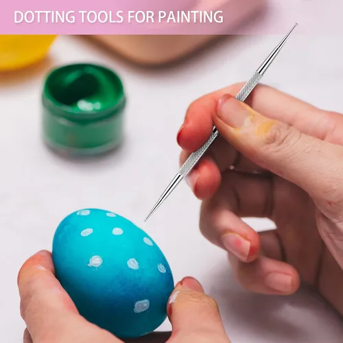 Vista 3 de Juego de 5 bolígrafos punteados para arte de uñas de doble extremo, herramientas de pintura de puntos de acero inoxidable de 2 vías para manicura