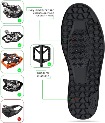 Vista 4 de SANDUGO Tenis de ciclismo MTB SPD para hombre, adecuados para ciclismo de montaña, DH Enduro, compatible con todos los pedales de 2 pernos