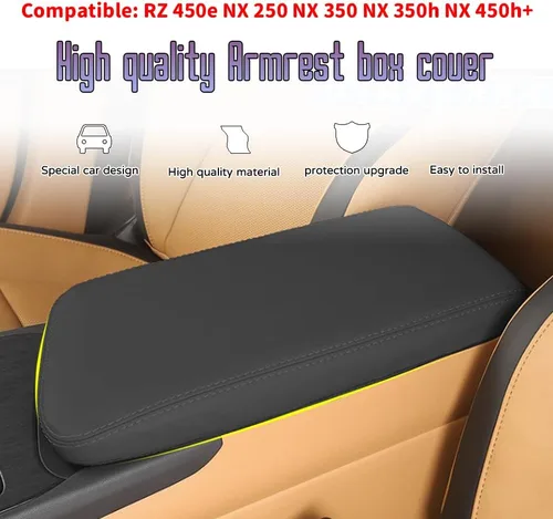 Vista 2 de Accesorios interiores personalizados para Lexus RZ 450e NX 250 NX 350 NX 350h NX 450h+ 2022 2023 Funda de cuero para reposabrazos central, cojín