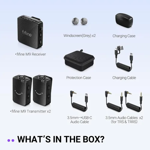Vista 9 de FIFINE Micrófono Lavalier Inalámbrico para iPhone/Android/Cámara, Sistema de Micrófono de Solapa Inalámbrico de 2 Unidades para Grabación de Vlog