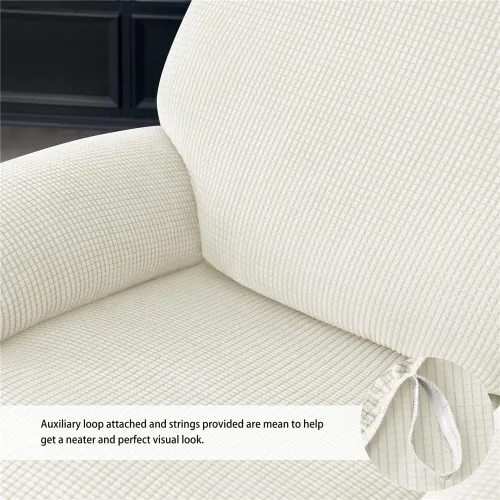 Vista 5 de LazyBoy - Funda para silla reclinable jacquard, fundas elásticas de terciopelo de color liso para sillas reclinables, 4 piezas, protector de muebles