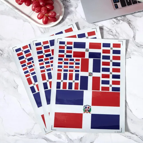 Vista 4 de CANTENDO Paquete de 3 calcomanías de bandera dominicana, calcomanías reflectantes de vinilo para automóvil, calcomanías impermeables