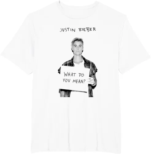 Vista 5 de Justin Bieber Camiseta oficial de What Do You Mean Single Cover B&W, Blanco