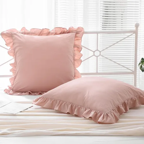 Vista 34 de Mywinlle juego de 2 fundas para cojín con volantes a cuadros negro/blanco, fundas de almohada decorativas de algodón lavado a cuadros estilo granja