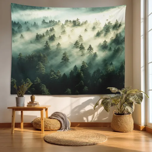 Vista 62 de Batmerry Peaceful Retreat Beautiful Landscape Polyester Tapestry, Blooming Garden Setting Lightweight Wall Hanging High-Definition Print Backdrop