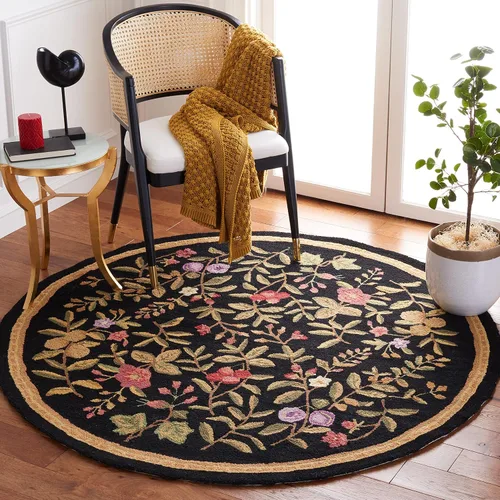 Vista 11 de SAFAVIEH Chelsea Collection - Alfombra decorativa de 1 pies 8 pulgadas x 2 pies 6 pulgadas, color negro, lana de campo francesa enganchada a mano