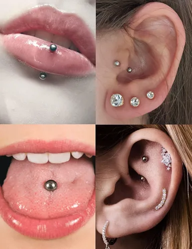 Vista 3 de Vsnnsns Bolas de repuesto de acero quirúrgico 316L 14G 16G bolas de perforación roscadas externamente para pezones lengua vientre labios tabique