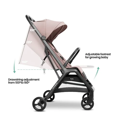 Vista 3 de MAMA & BABY Packa Cochecito de Viaje Compacto – Ligero, Plegado Automático con Una Mano, Portátil y Reclinable Completamente, Cochecito para Bebés