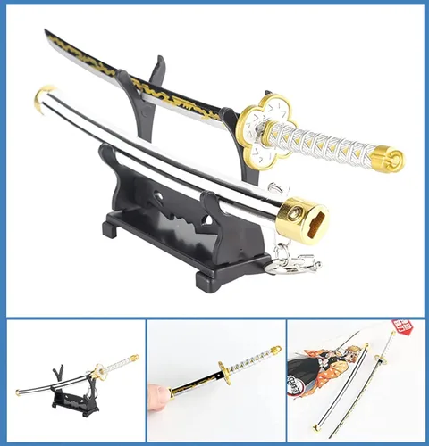Vista 2 de DIYOOHOMY Mini llaveros Katana de espada figura de anime Tanjiro para hombres Kimetsu No Yaiba Samurai llavero colgante de cosplay