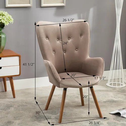 Vista 2 de Roundhill Furniture - Silla decorativa doarnin contemporánea de terciopelo sedoso con respaldo de botones, Tela, Chocolate