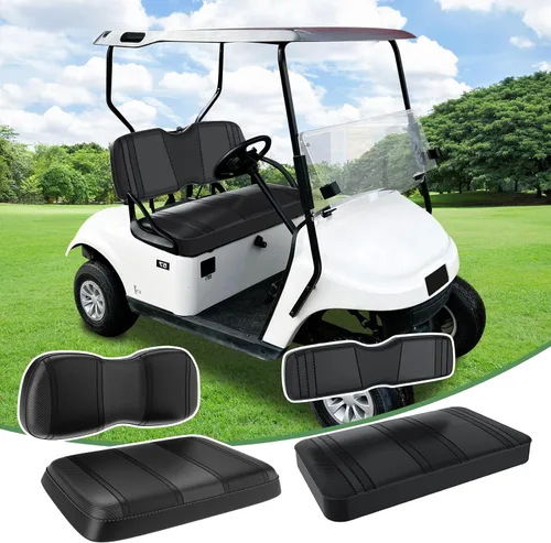 Vista 7 de T TGBROS Fundas de asiento de carrito de golf para Yamaha Club Car EZGO Ordinario Cojín de asiento delantero trasero impermeable de cuero de vinilo