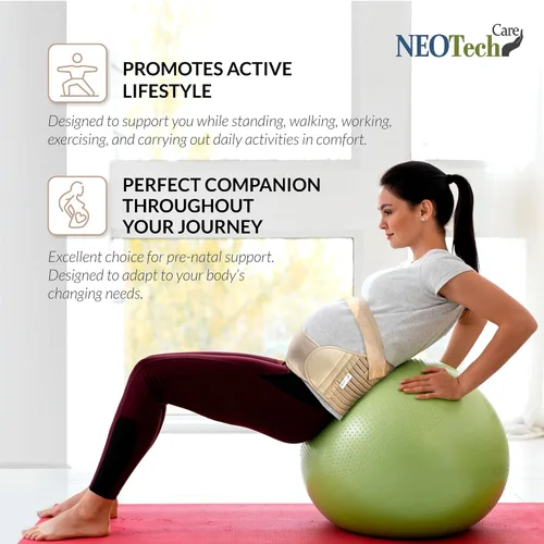Vista 21 de NeoTech Care Cinturón de maternidad para embarazo, soporte para espalda, abdomen, cintura, pelvis (talla L, color marfil)