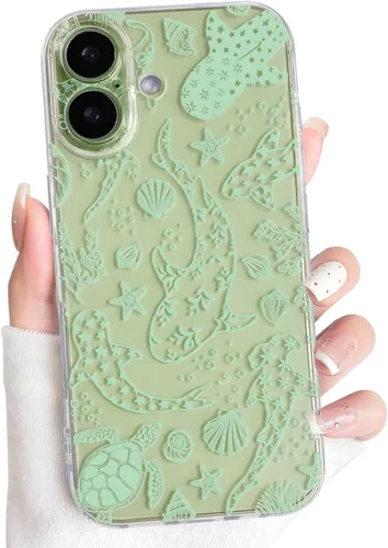 Vista 36 de NITITOP Funda para iPhone 13 Clear Sea Animal - Pez negro Pescado Negro