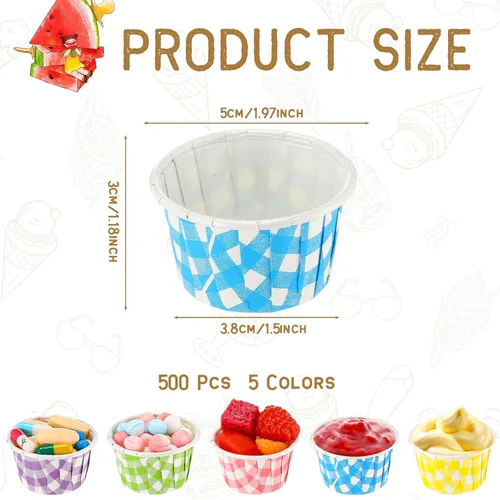 Vista 2 de Nuogo 500 vasos desechables de 1.5 onzas para soufflé, mini vasos de papel para muestra de condimentos pequeños para salsa de tomate, sacramento