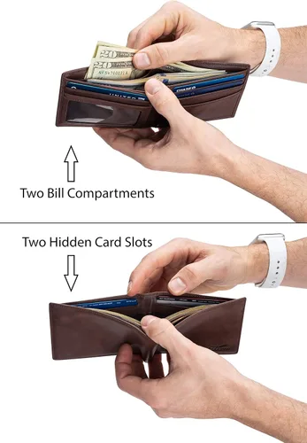 Vista 8 de Cartera para hombre billetera RFID delgada de piel auténtica regalo para hombres empaquetado en una elegante caja de regalo