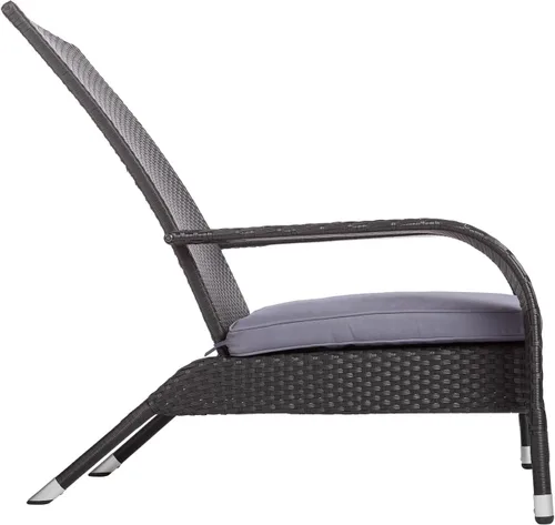 Vista 5 de Pacifico - Sillón de mimbre negro con cojín gris, para todas las estaciones, ligero, estilo Adirondack, duradero y elegante sillón para exteriores