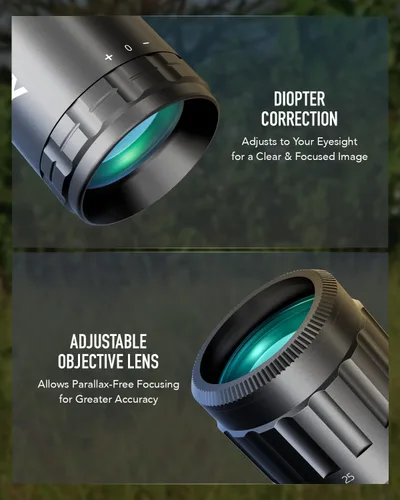 Vista 5 de Pinty Rifle Scope AO Red Green Blue Illuminated Mil Dot with Flip-Open Covers, Sunshade Tube